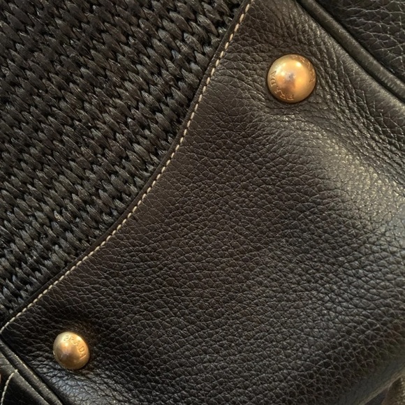 💯Auth PRADA Paglia Vitello Danio Large Raffia Style Straw Bag - Picture 7 of 14